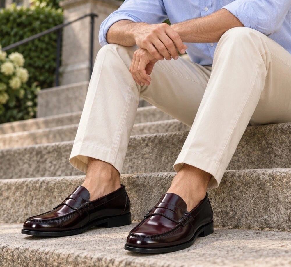 Florsheim Berkley Penny Loafers Mens 12 D Burgundy Leather 17058-05 NWOB